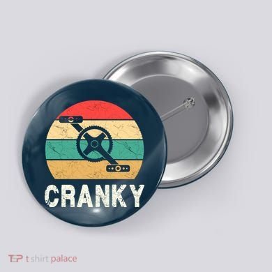 Cranky Funny Cyclist Retro Distressed Look Button