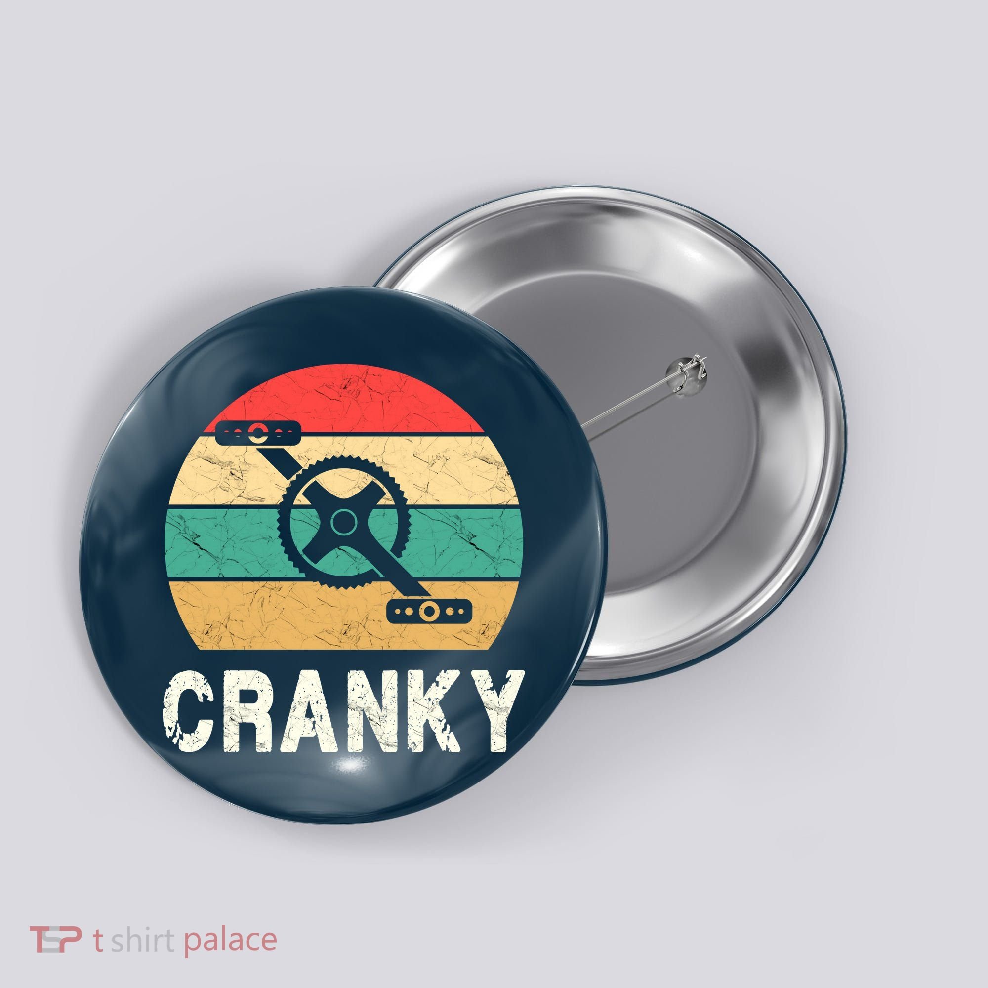 Cranky Funny Cyclist Retro Distressed Look Button
