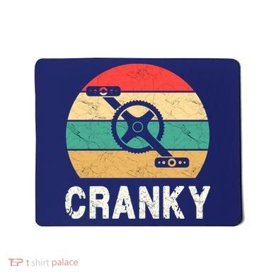 Cranky Funny Cyclist Retro Distressed Look Mousepad