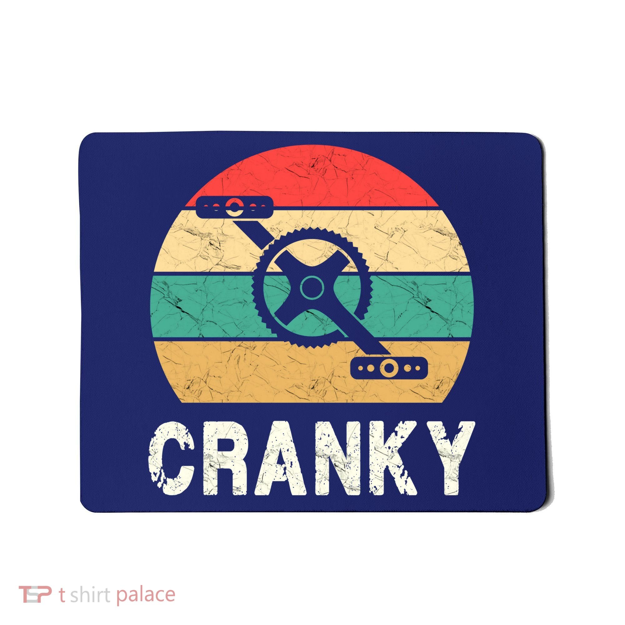 Cranky Funny Cyclist Retro Distressed Look Mousepad
