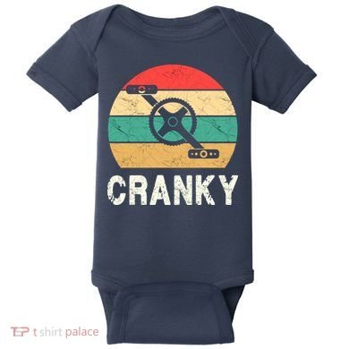 Cranky Funny Cyclist Retro Distressed Look Baby Bodysuit