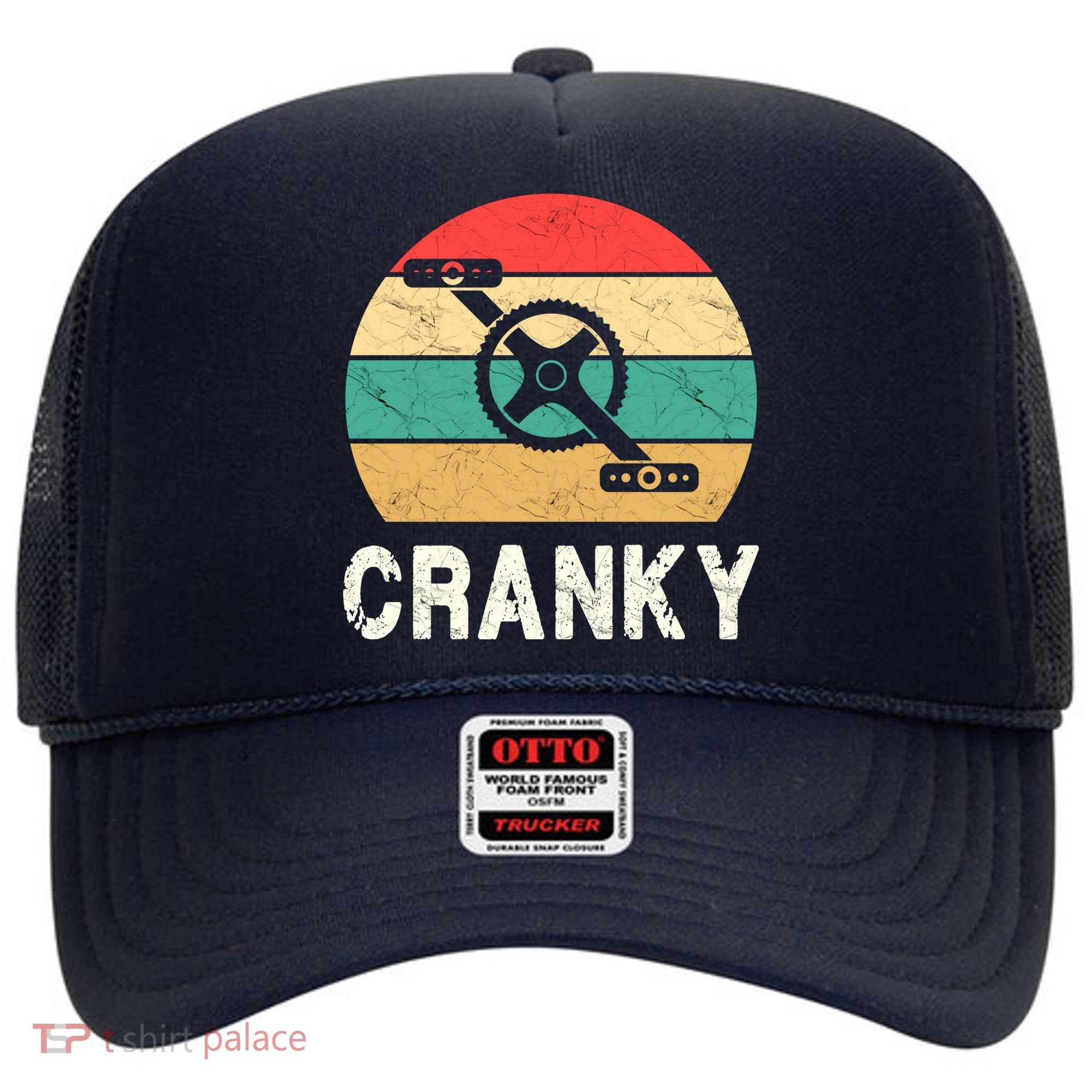 Cranky Funny Cyclist Retro Distressed Look Hat