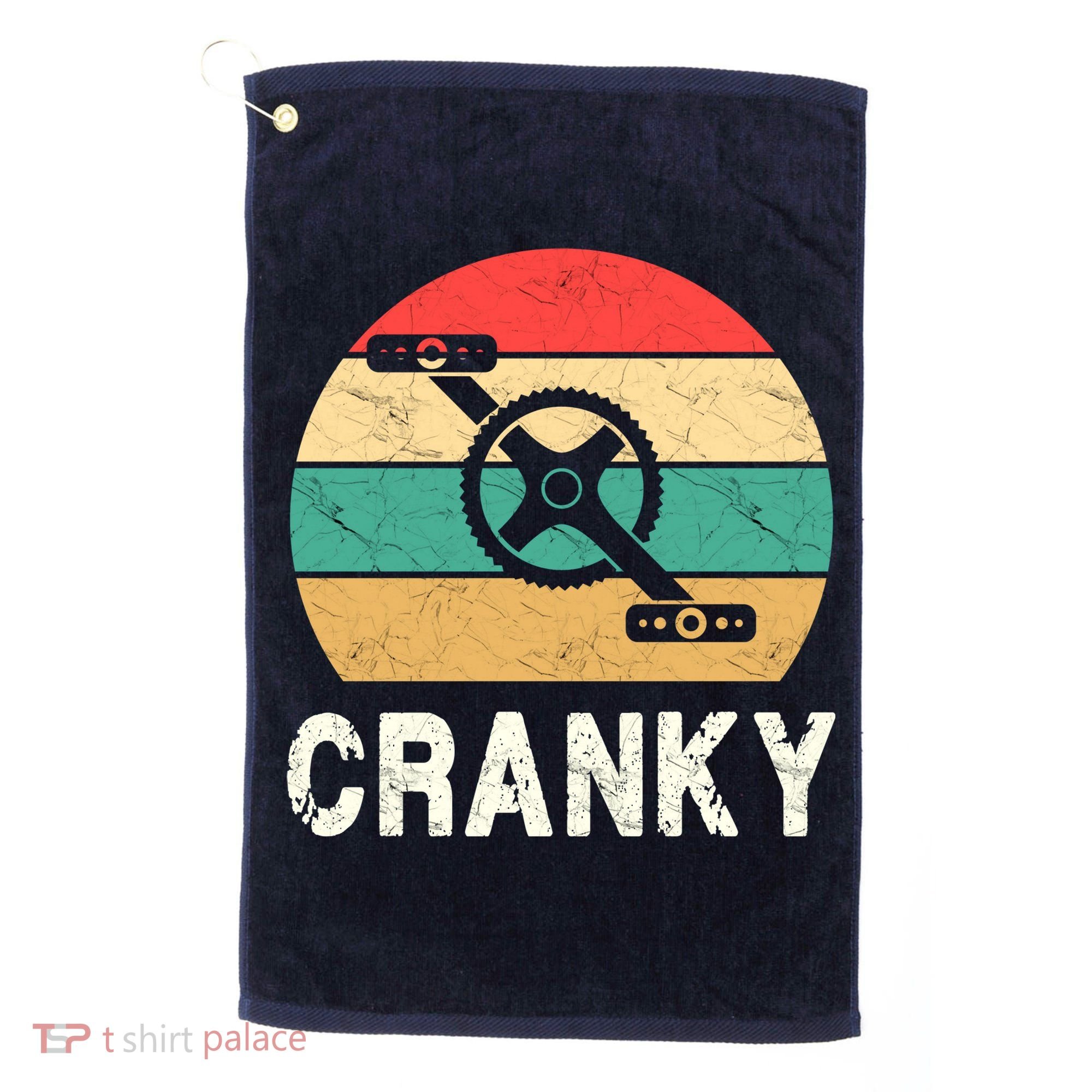 Cranky Funny Cyclist Retro Distressed Look Golf Towel