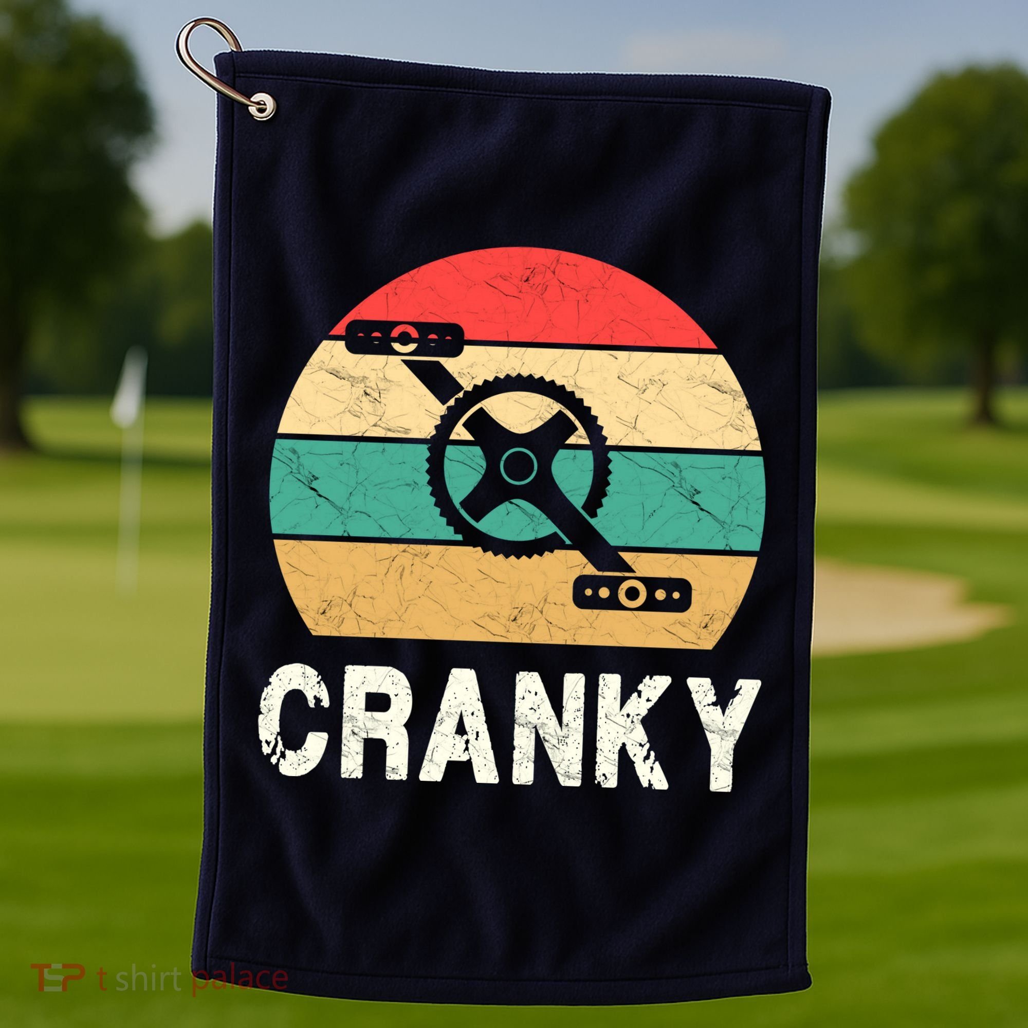 Cranky Funny Cyclist Retro Distressed Look Golf Towel