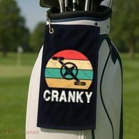 Cranky Funny Cyclist Retro Distressed Look Golf Towel thumb 2