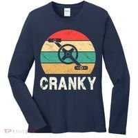 Cranky Funny Cyclist Retro Distressed Look Women's Long Sleeve Shirt thumb 0