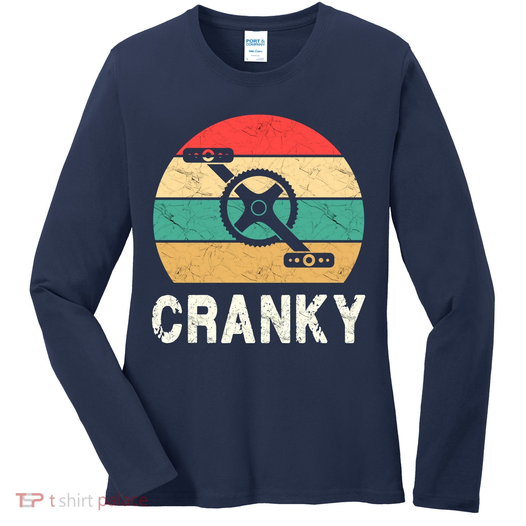 Cranky Funny Cyclist Retro Distressed Look Women's Long Sleeve Shirt