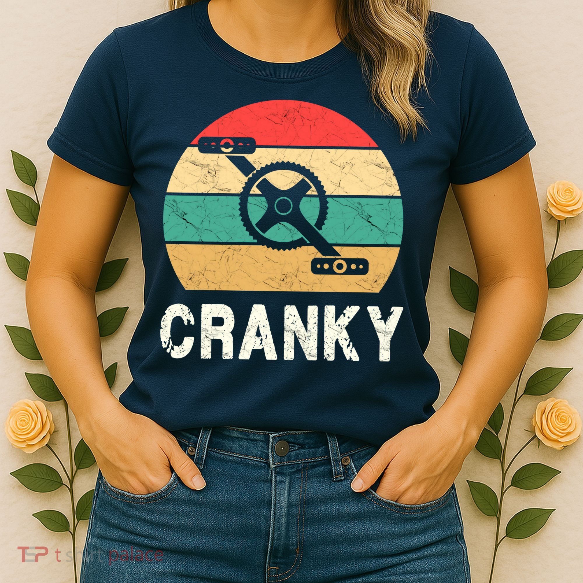 Cranky Funny Cyclist Retro Distressed Look Women's T-Shirt
