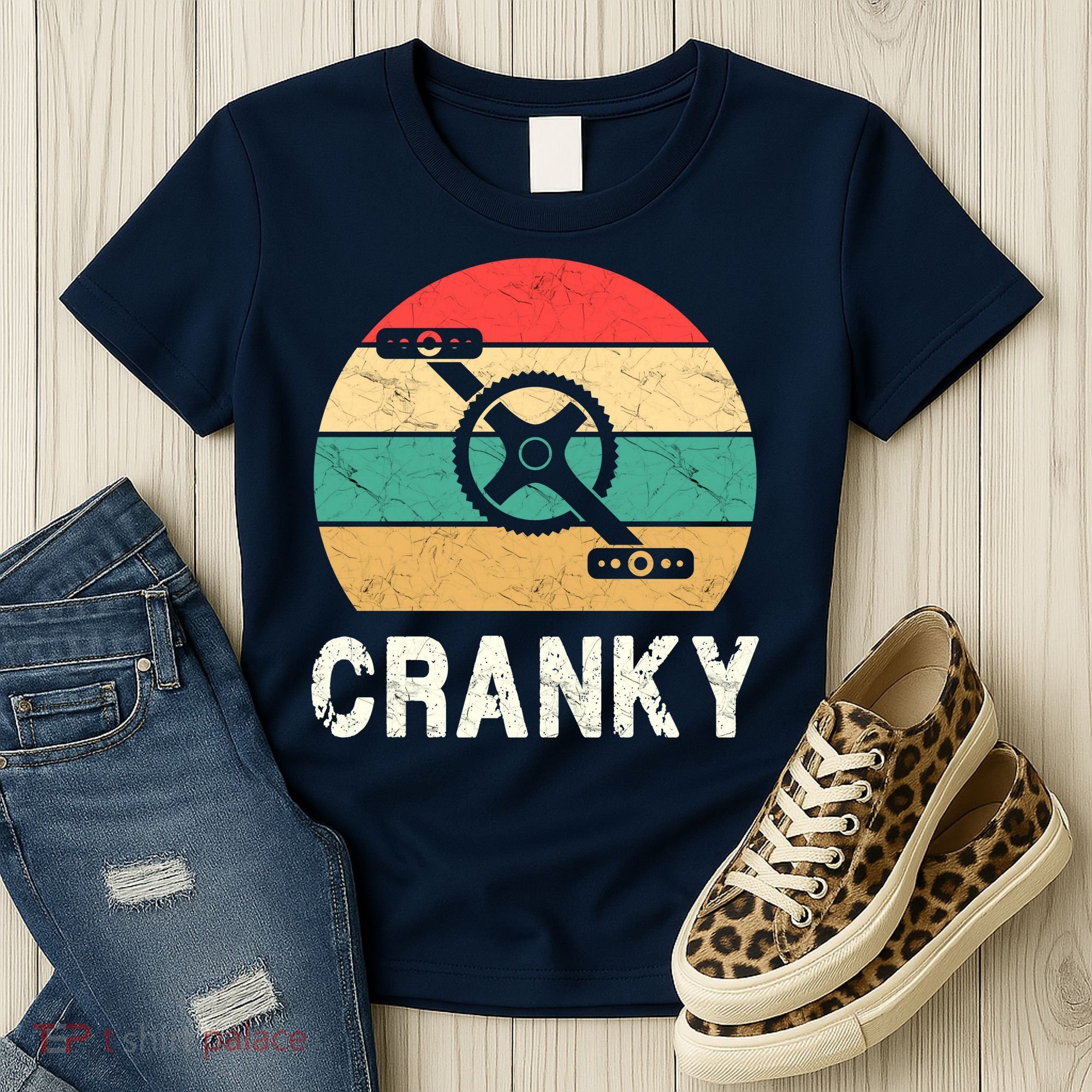 Cranky Funny Cyclist Retro Distressed Look Women's T-Shirt