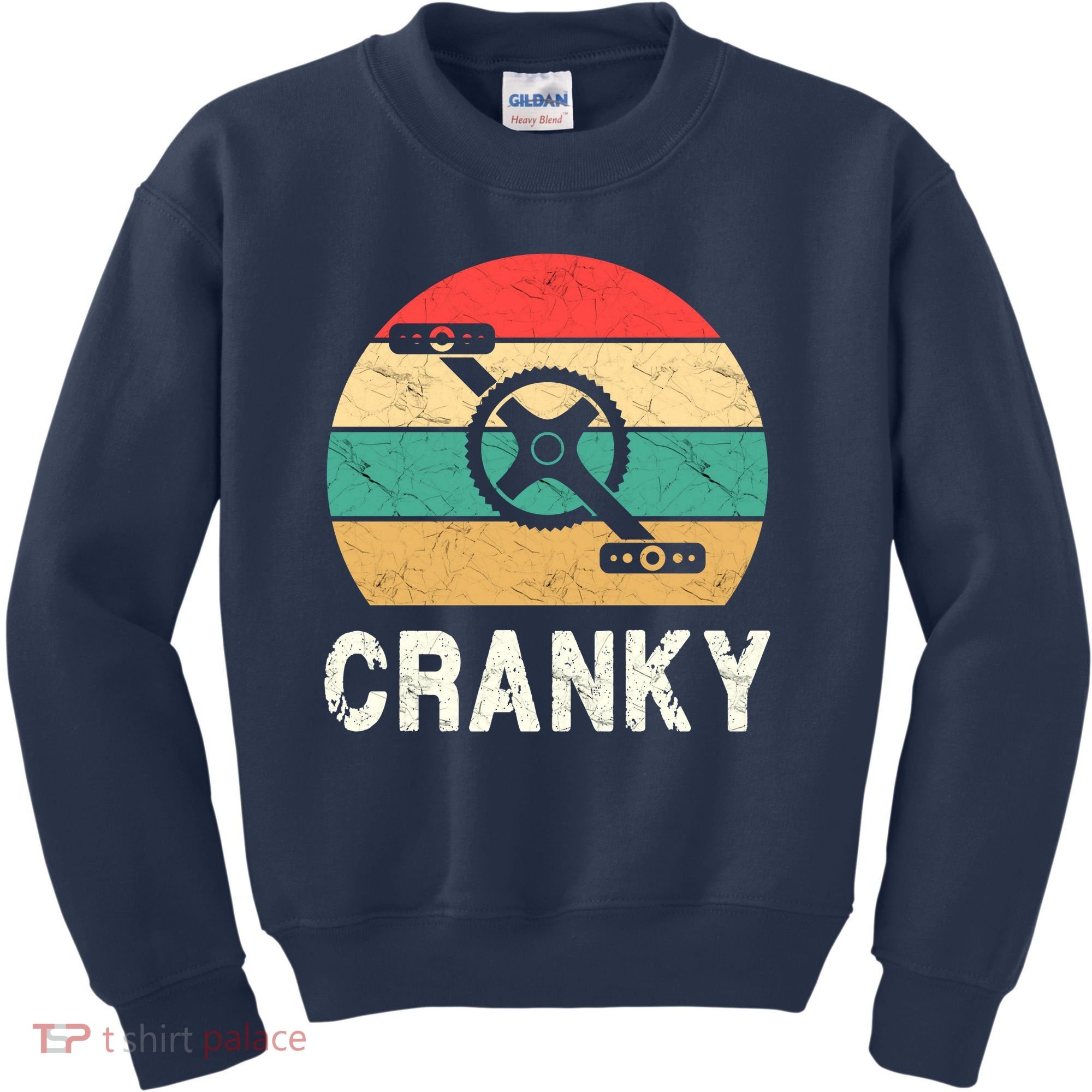 Cranky Funny Cyclist Retro Distressed Look Kids Sweatshirt