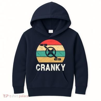 Cranky Funny Cyclist Retro Distressed Look Kids Hoodie