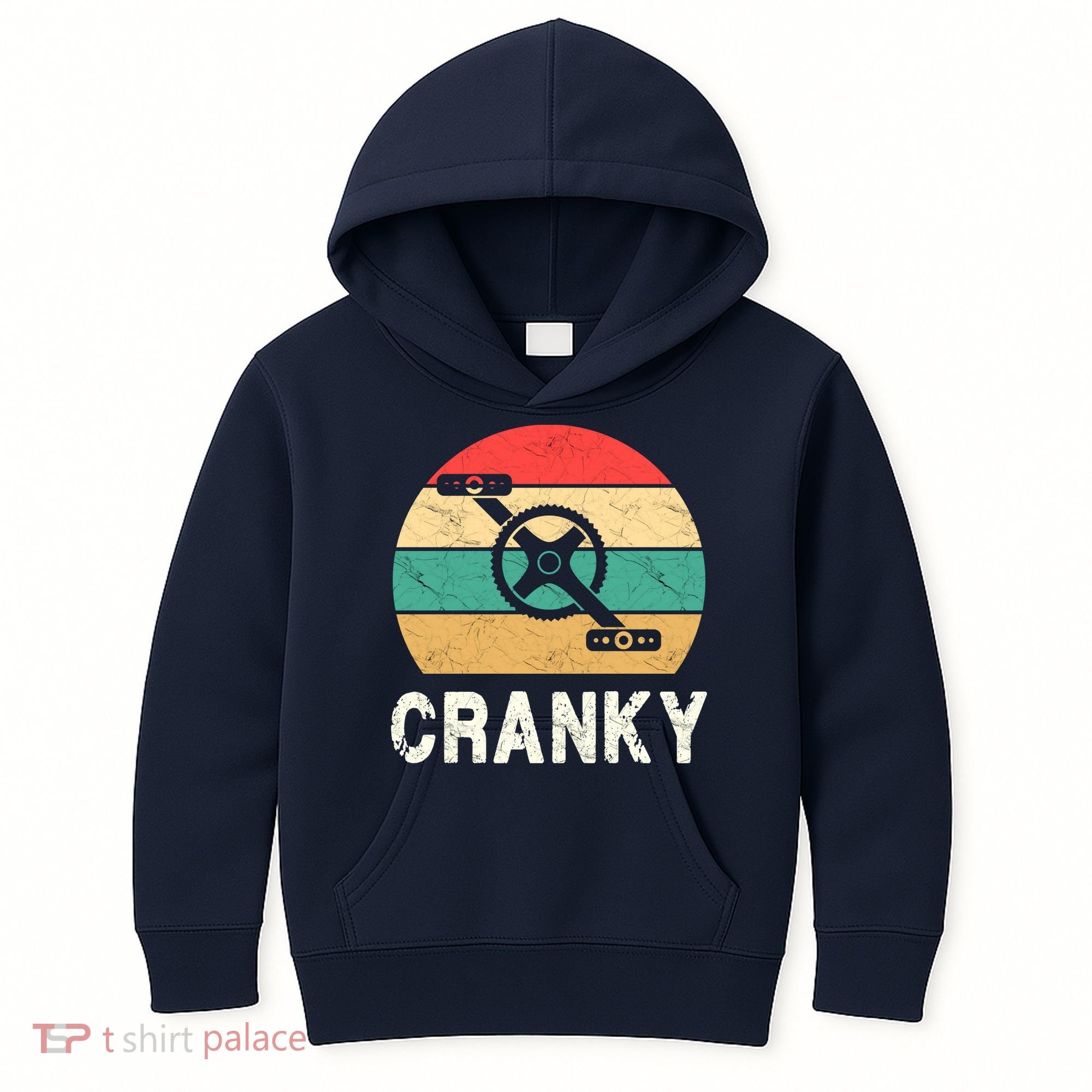 Cranky Funny Cyclist Retro Distressed Look Kids Hoodie