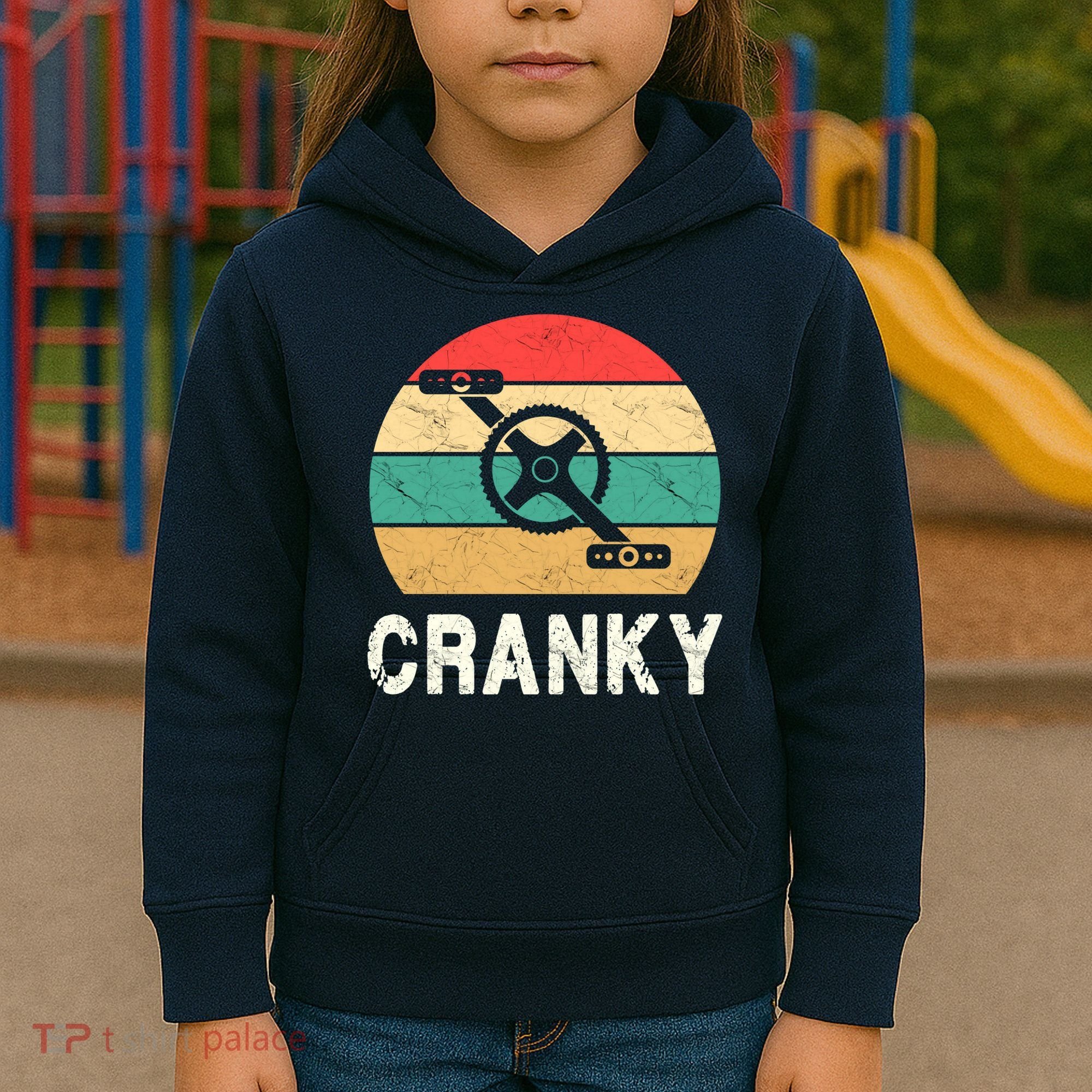 Cranky Funny Cyclist Retro Distressed Look Kids Hoodie