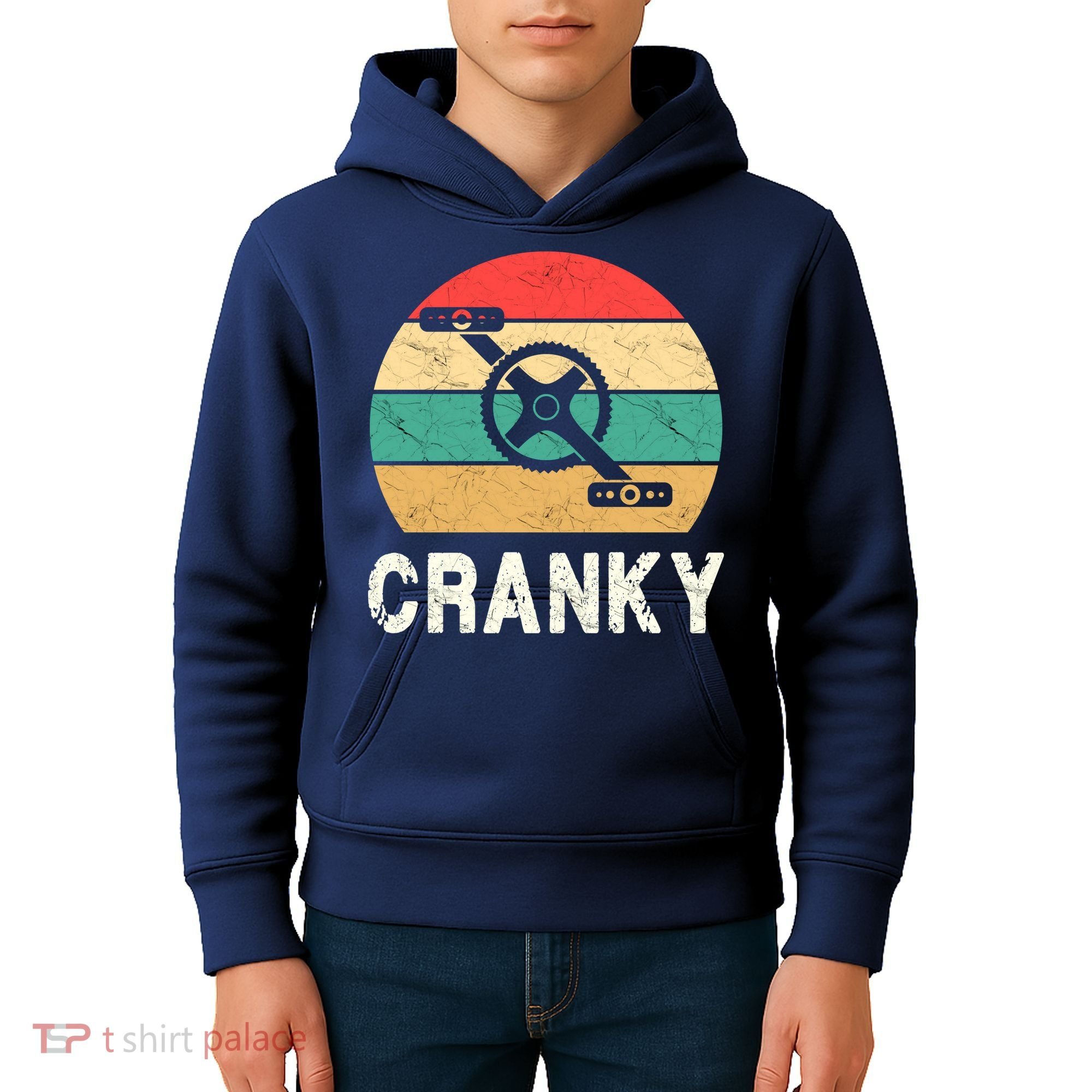 Cranky Funny Cyclist Retro Distressed Look Kids Hoodie
