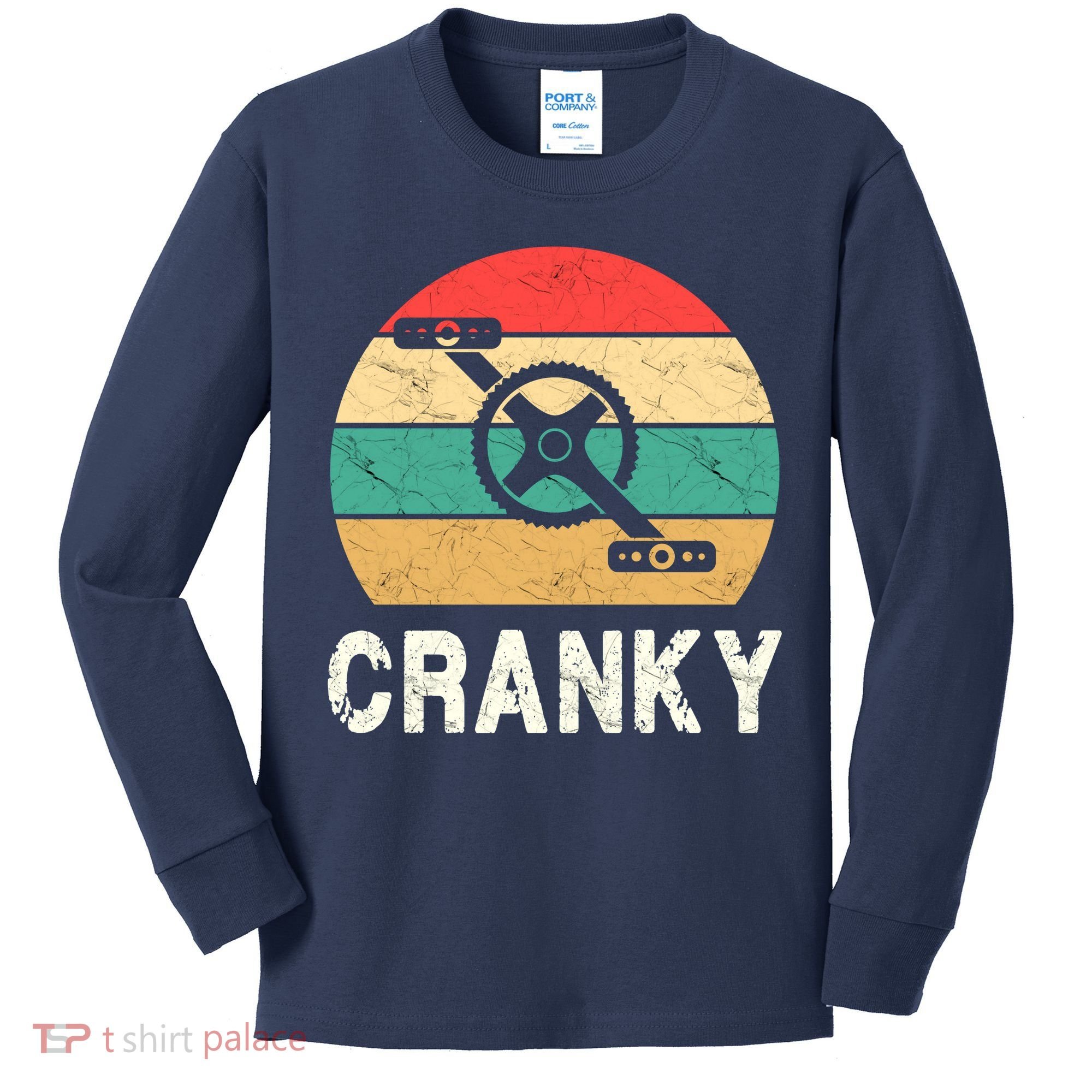 Cranky Funny Cyclist Retro Distressed Look Kids Long Sleeve Shirt