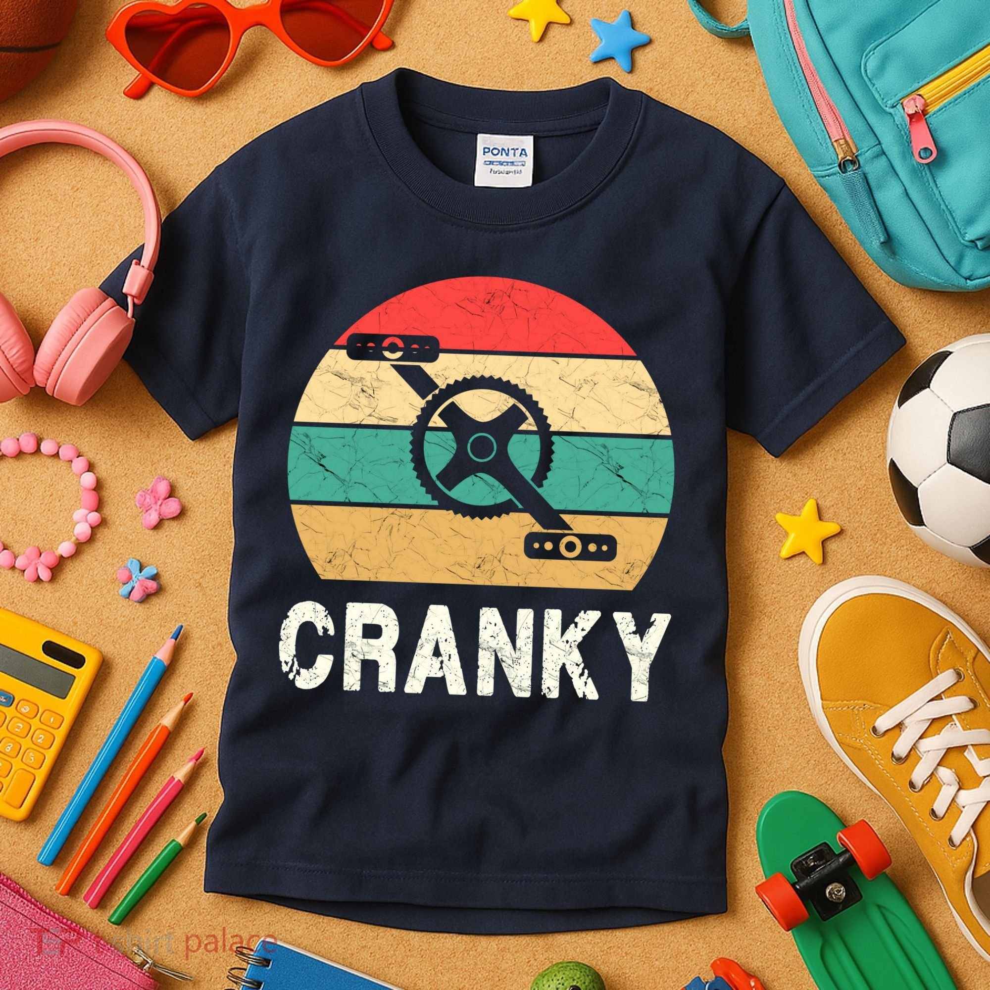 Cranky Funny Cyclist Retro Distressed Look Kids T-Shirt