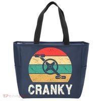 Cranky Funny Cyclist Retro Distressed Look Tote Bag thumb 0