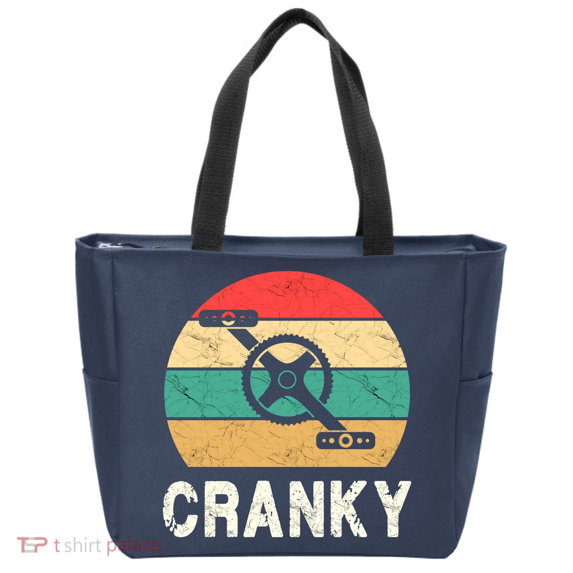 Cranky Funny Cyclist Retro Distressed Look Tote Bag