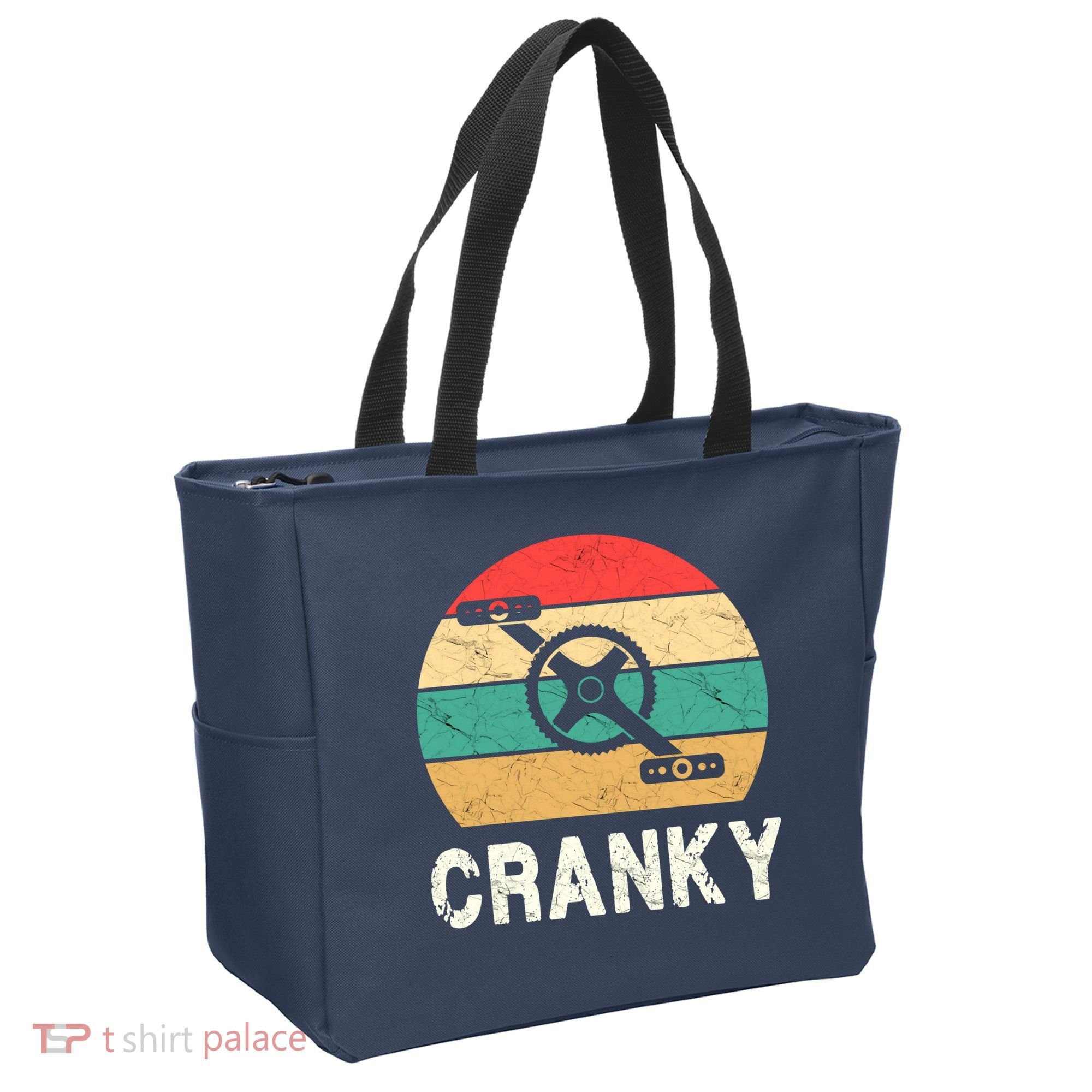 Cranky Funny Cyclist Retro Distressed Look Tote Bag