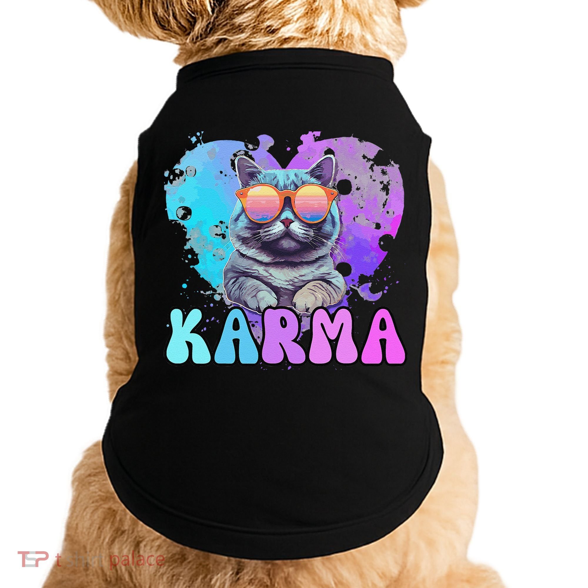 Cute Funny Cat Lover Heart Shape Karma Doggie Tank