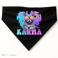 Cute Funny Cat Lover Heart Shape Karma USA-Made Doggie Bandana thumb 0