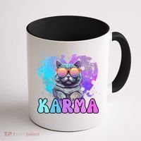 Cute Funny Cat Lover Heart Shape Karma Coffee Mug thumb 1