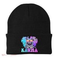 Cute Funny Cat Lover Heart Shape Karma Beanie thumb 0
