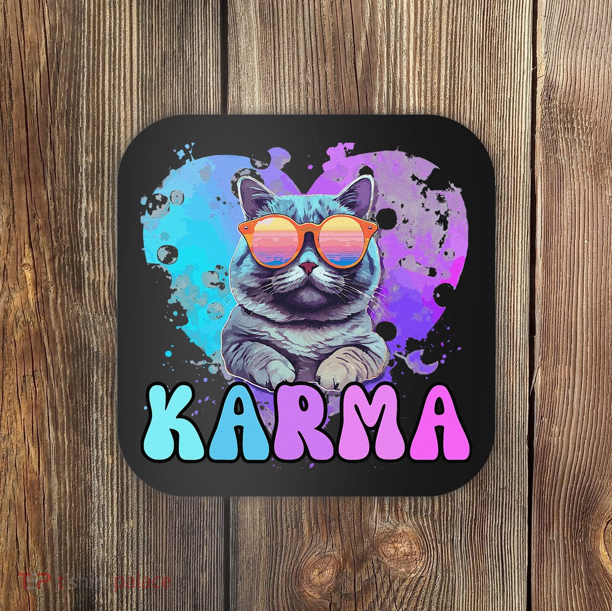 Cute Funny Cat Lover Heart Shape Karma Coaster