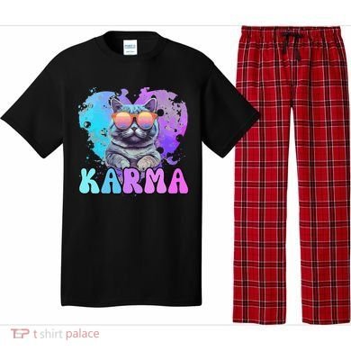 Cute Funny Cat Lover Heart Shape Karma Pajama Set