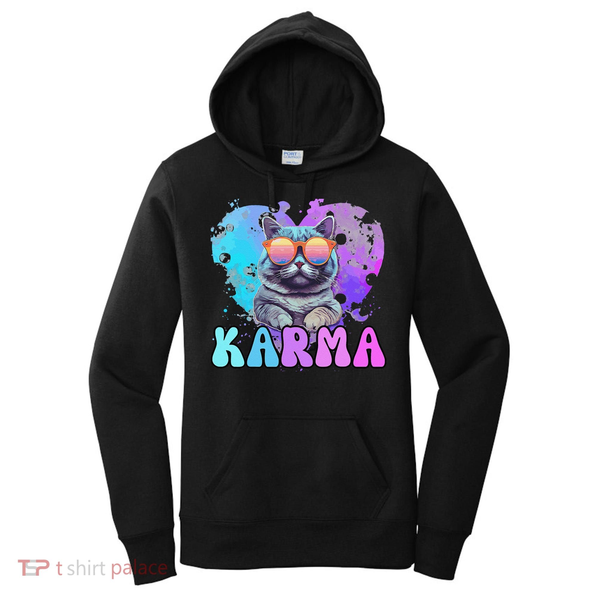 Cute Funny Cat Lover Heart Shape Karma Women's Hoodie