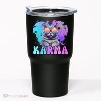 Cute Funny Cat Lover Heart Shape Karma Tumbler thumb 0