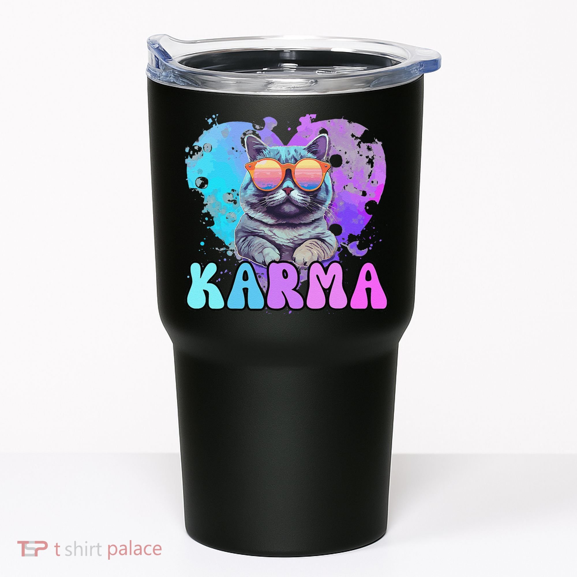 Cute Funny Cat Lover Heart Shape Karma Tumbler