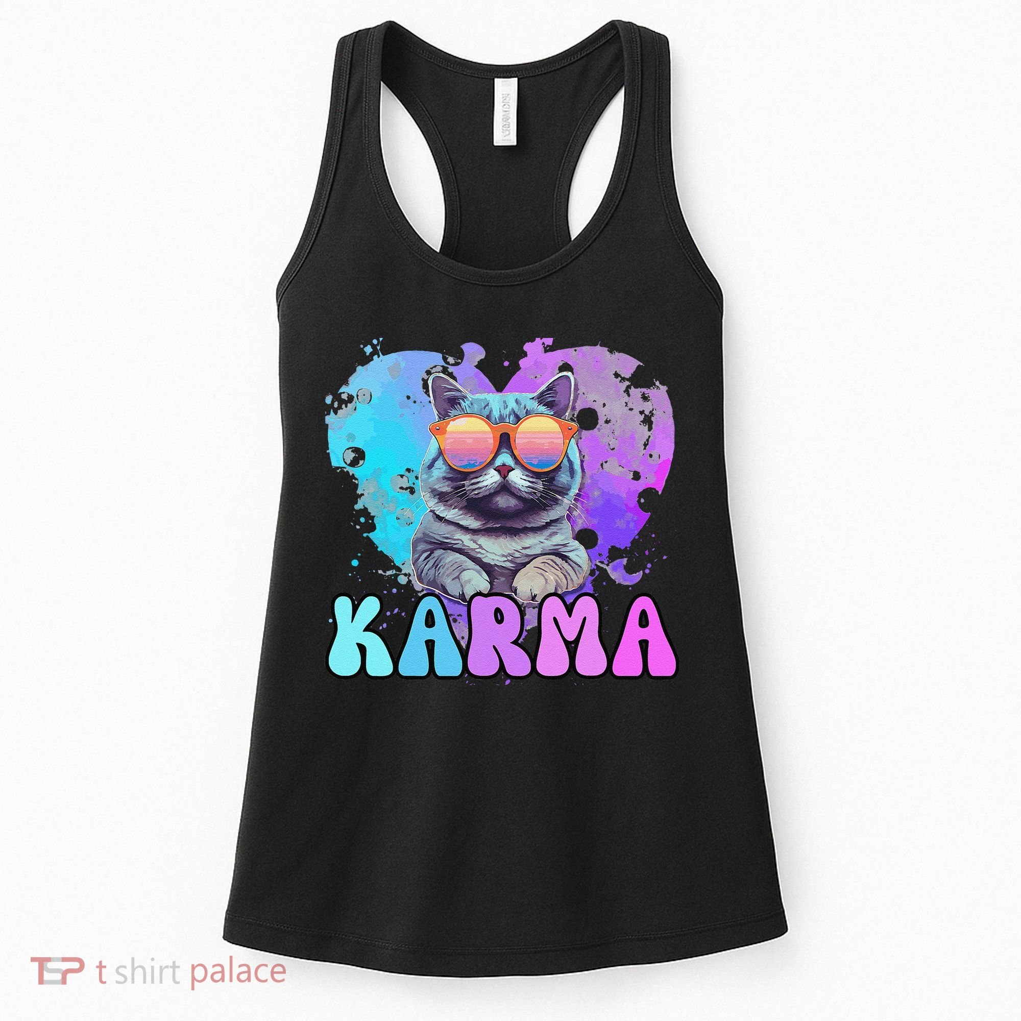 Cute Funny Cat Lover Heart Shape Karma Women's Tank Top
