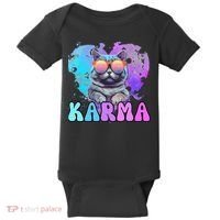 Cute Funny Cat Lover Heart Shape Karma Baby Bodysuit thumb 0