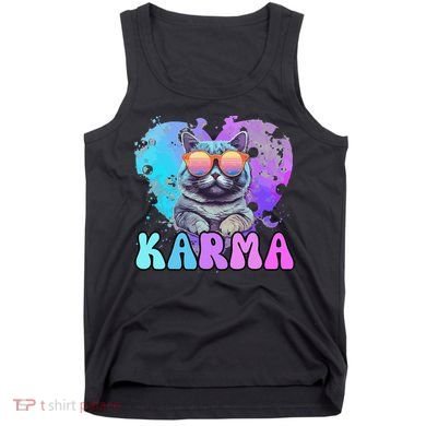 Cute Funny Cat Lover Heart Shape Karma Tank Top