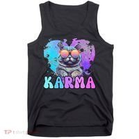 Cute Funny Cat Lover Heart Shape Karma Tank Top thumb 0
