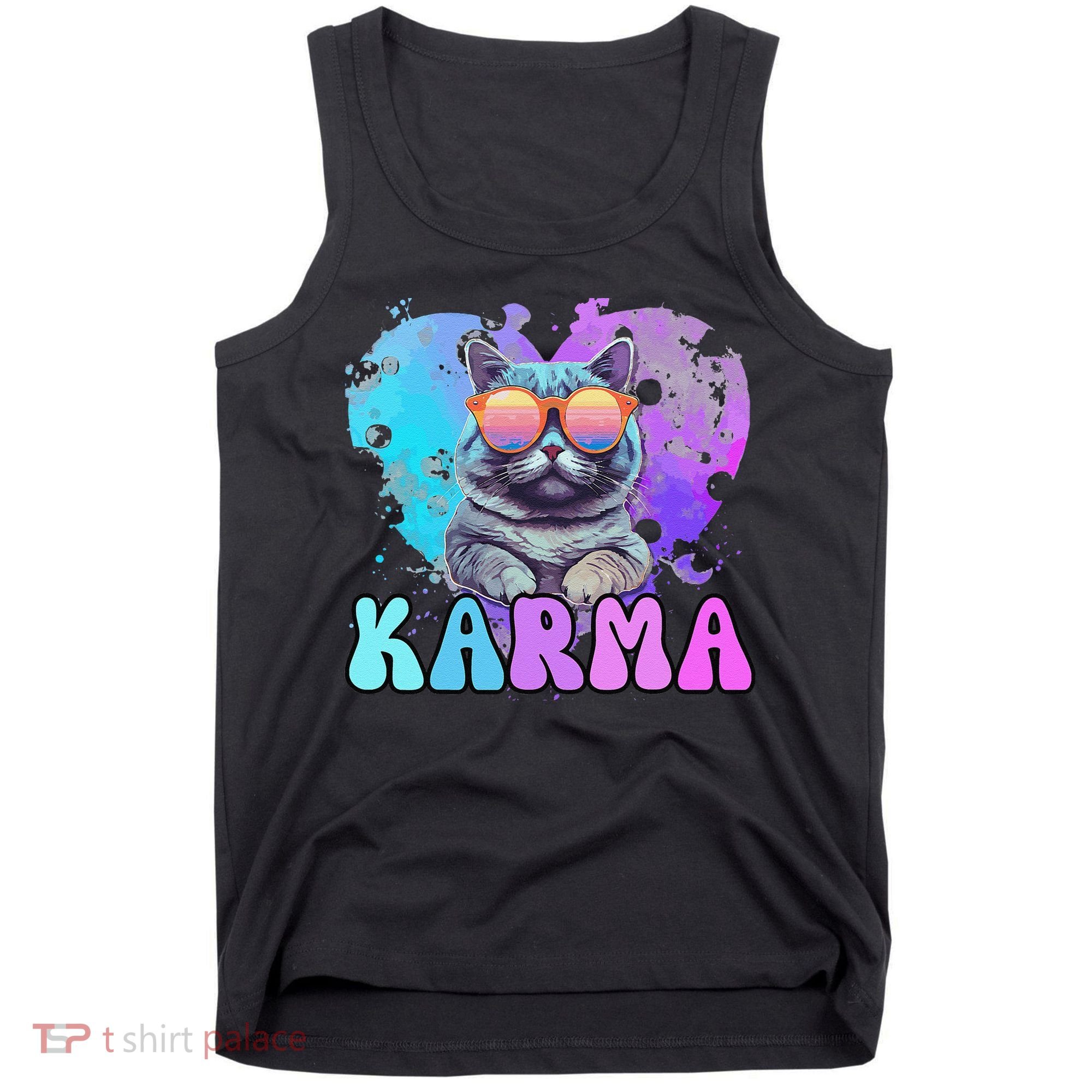 Cute Funny Cat Lover Heart Shape Karma Tank Top