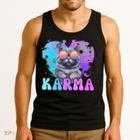 Cute Funny Cat Lover Heart Shape Karma Tank Top thumb 3