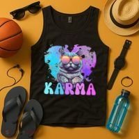 Cute Funny Cat Lover Heart Shape Karma Tank Top thumb 4