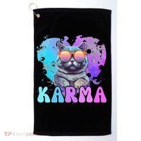 Cute Funny Cat Lover Heart Shape Karma Golf Towel thumb 0