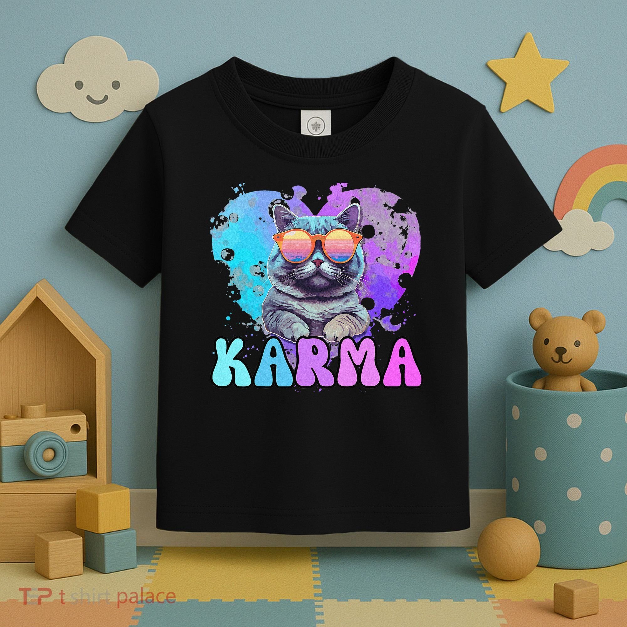 Cute Funny Cat Lover Heart Shape Karma Toddler T-Shirt