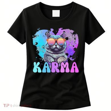 Cute Funny Cat Lover Heart Shape Karma Women's T-Shirt