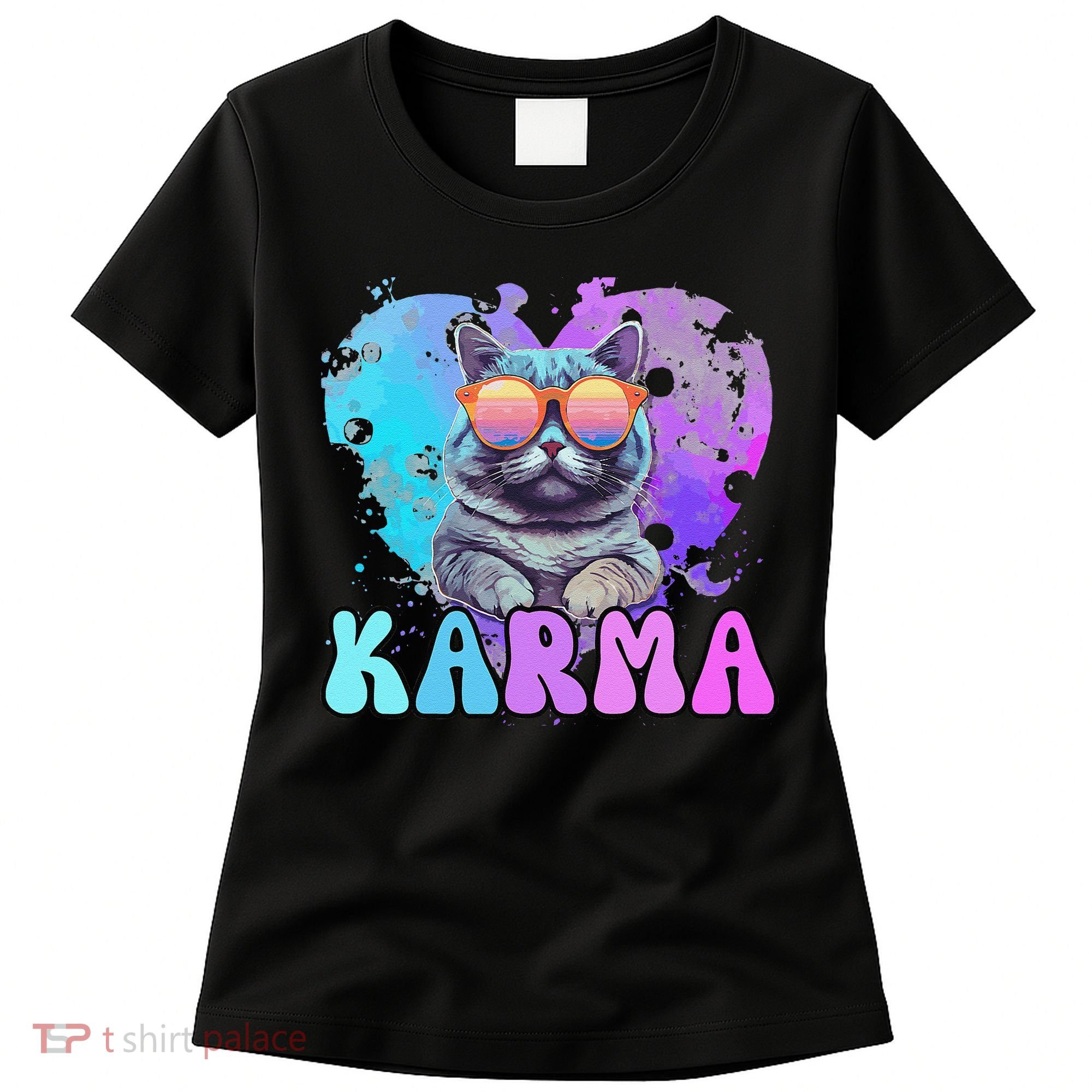 Cute Funny Cat Lover Heart Shape Karma Women's T-Shirt
