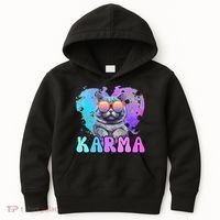 Cute Funny Cat Lover Heart Shape Karma Kids Hoodie thumb 0