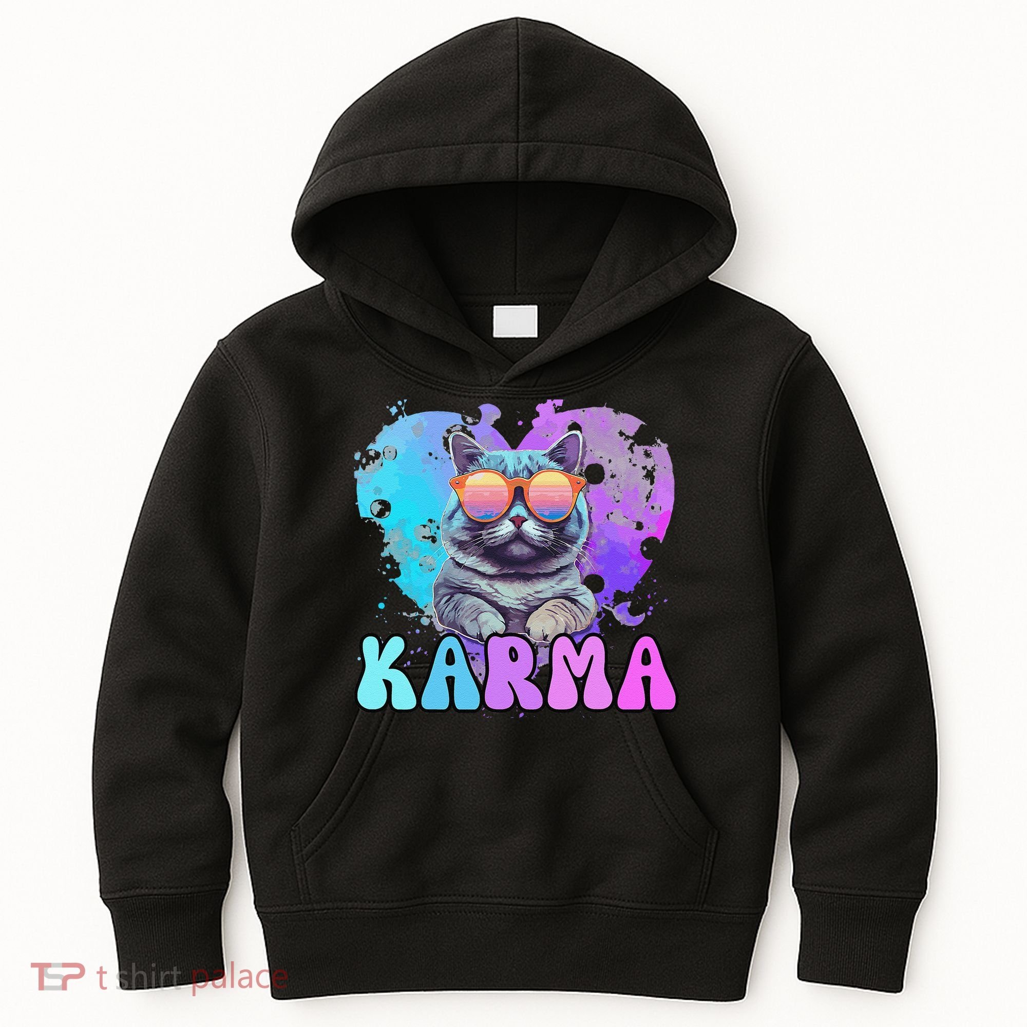 Cute Funny Cat Lover Heart Shape Karma Kids Hoodie