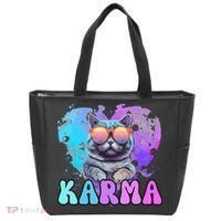 Cute Funny Cat Lover Heart Shape Karma Tote Bag thumb 0