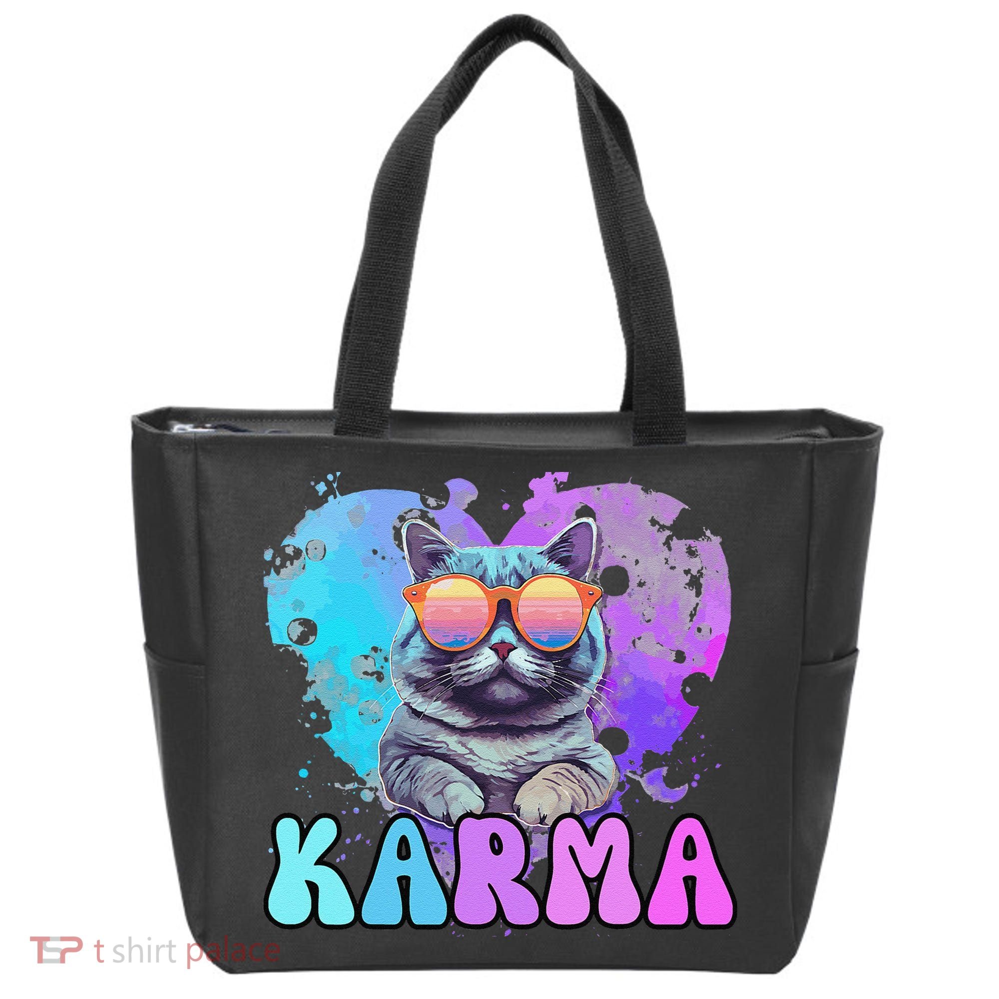 Cute Funny Cat Lover Heart Shape Karma Tote Bag