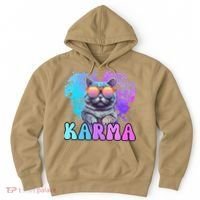 Cute Funny Cat Lover Heart Shape Karma Hoodie thumb 0