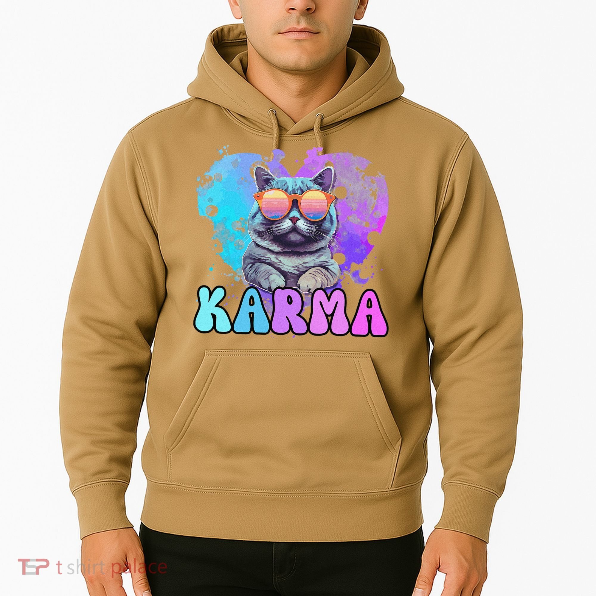 Cute Funny Cat Lover Heart Shape Karma Hoodie