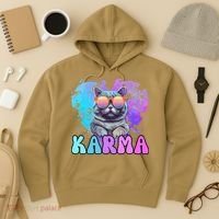 Cute Funny Cat Lover Heart Shape Karma Hoodie thumb 3